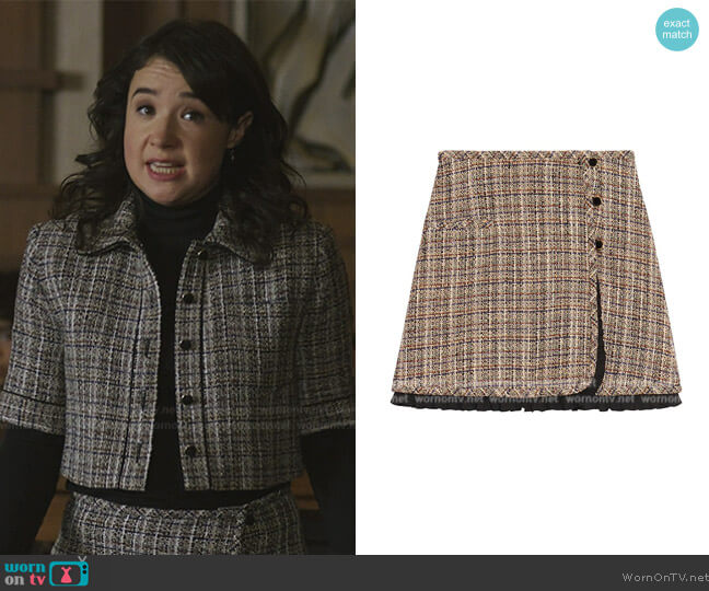 Sandro Tweed Skirt worn by Marissa Gold (Sarah Steele) on The Good Fight