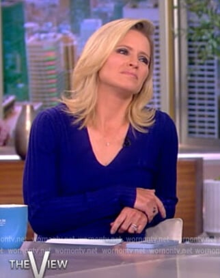 Sara’s blue ribbed midi dress on The View
