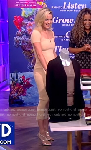 Sara’s beige square neck knit dress on The View