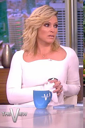 Sara’s white bell sleeve midi dress on The View