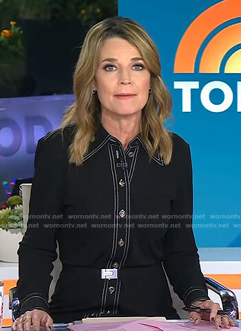 Savannah’s black shirtdress with white stitching on Today