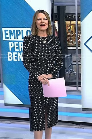 Savannah’s black polka dot dress on Today