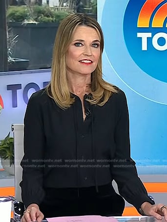 Savannah’s black round collar blouse on Today