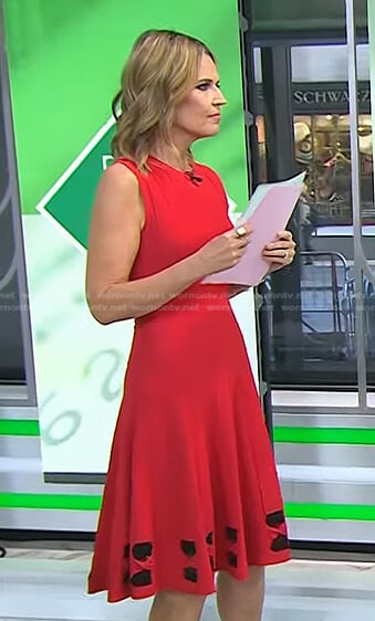 Savannah’s red bow inset dress on Today