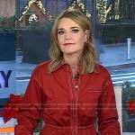 Savannah’s red shirtdress with white stitching on Today