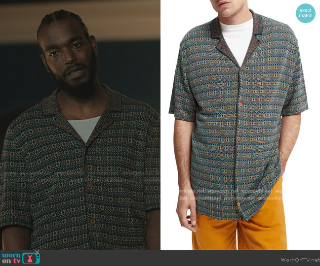 Scotch & Soda Patterned Knit Camp Shirt worn by Trig (Luke James) on The Chi