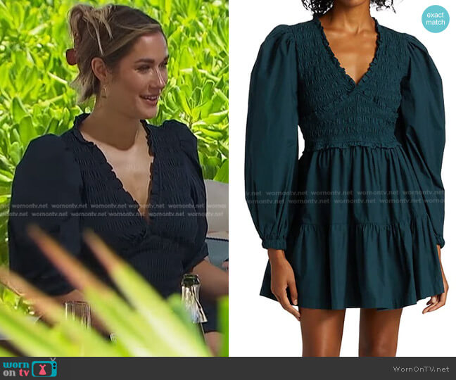 Sea Gaia Smocked Fit & Flare Minidress worn by Rachel Recchia on The Bachelorette