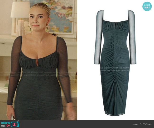 Ruched-Effect Dress Self Portrait worn by Amanda Carrington (Eliza Bennett) on Dynasty