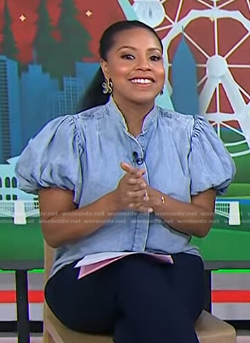 Sheinelle’s puff sleeve denim top on Today