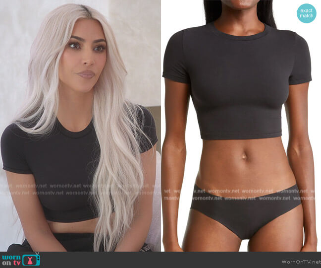 Skims Cotton Blend Jersey Crop Top worn by Kim Kardashian (Kim Kardashian) on The Kardashians