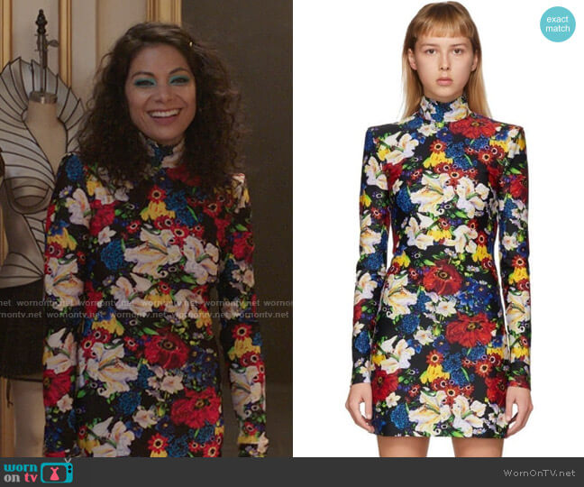 Versace x ssense Floral Turtleneck Long Sleeve Dress worn by Nikki Ramos (Ginger Gonzaga) on She-Hulk Attorney at Law