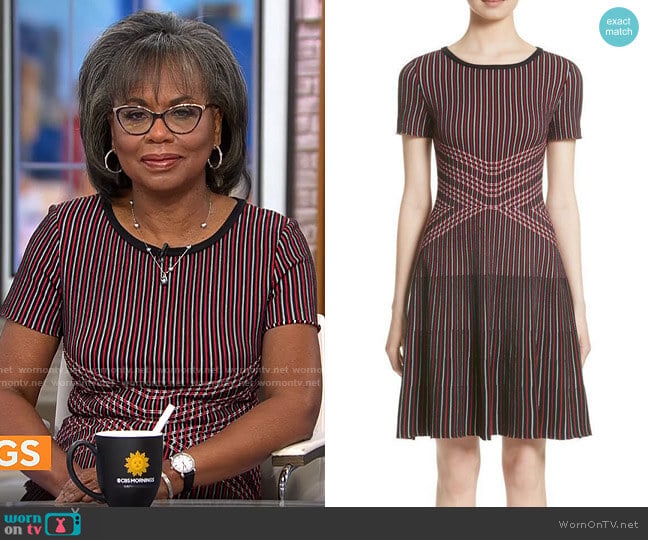 St John Collection Atlantis Striped Dress worn by Anita Hill on CBS Mornings