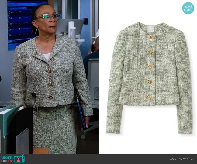 St John Stretch Boucle Slub Jacket worn by Sharon Goodwin (S. Epatha Merkerson) on Chicago Med