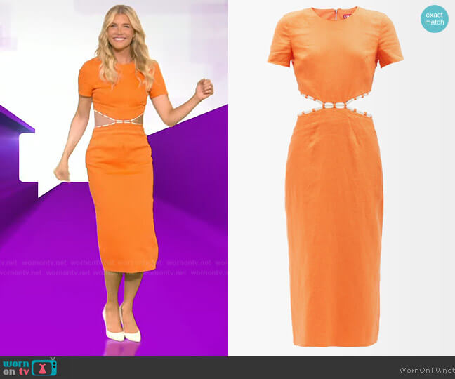 Staud Matteo cutout linen dress worn by Amanda Kloots on The Talk