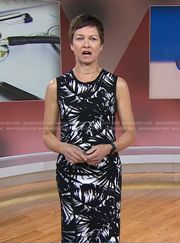 Stephanie’s black leaf print sleeveless dress on Today
