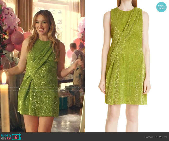 WornOnTV: Kirby's green sequin mini dress on Dynasty | Maddison Brown | Clothes and Wardrobe from TV WornOnTV: Kirby's green sequin mini dress on Dynasty | Maddison Brown | Clothes and Wardrobe from TV