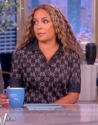 Sunny’s black metallic Gucci logo dress on The View