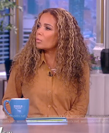Sunny’s brown belted shirtdress on The View