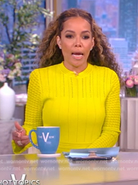 Sunny’s yellow pointelle knit dress on The View