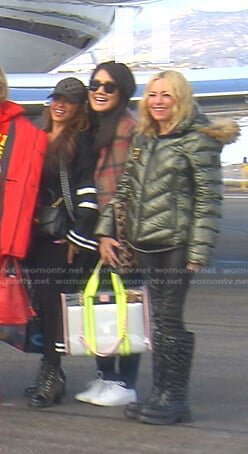 Sutton’s black rain boots on The Real Housewives of Beverly Hills