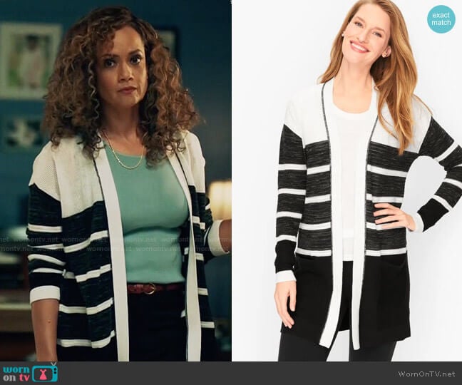 Talbots Flyaway Mixed Stitch Stripe Cardigan worn by Billie (Tammy Townsend) on Queen Sugar