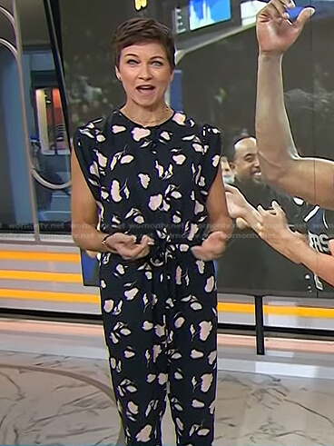 Stephanie’s black floral jumpsuit on Today