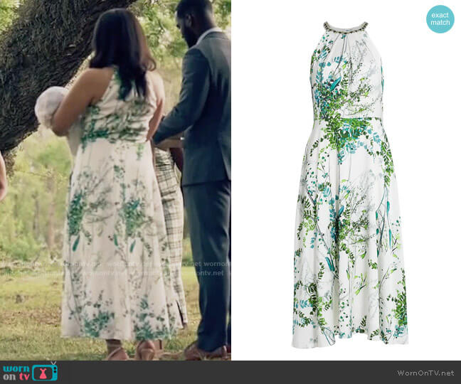 Teri Jon by Rickie Freeman Embellished Halter Midi-Dress worn by Darla (Bianca Lawson) on Queen Sugar