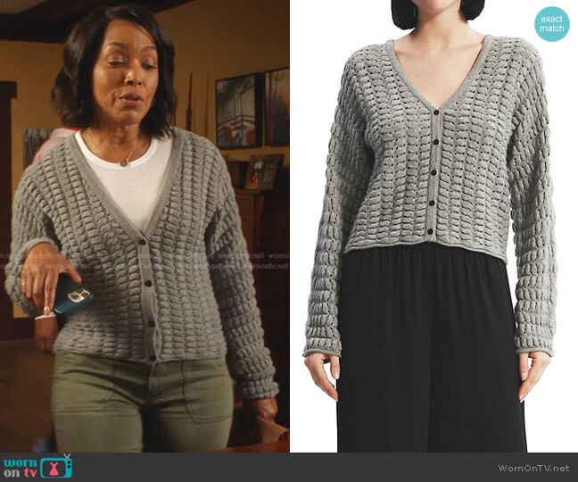 Theory Textural Hanelee Cardigan worn by Athena Grant (Angela Bassett) on 9-1-1