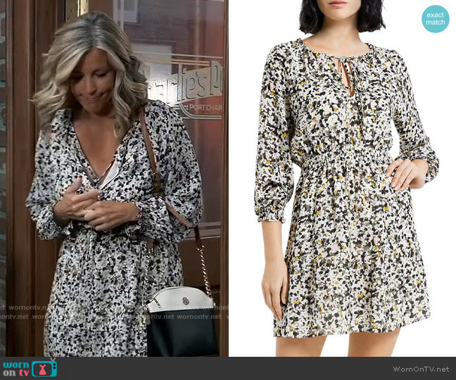 Theory Printed Silk Mini Dress worn by Carly Spencer (Laura Wright) on General Hospital