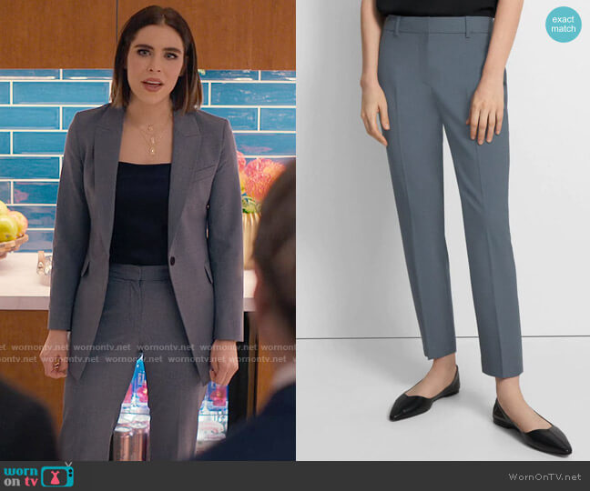 Theory Treeca Pant in Blue Granite worn by Rachel Friedman (Alexandra Turshen) on Partner Track