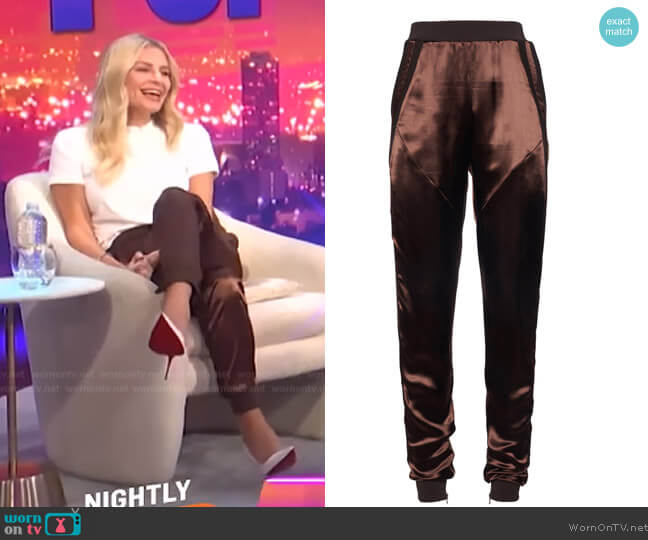Tom Ford Grosgrain-Trimmed Satin Jogger Pants worn by Morgan Stewart on E! News