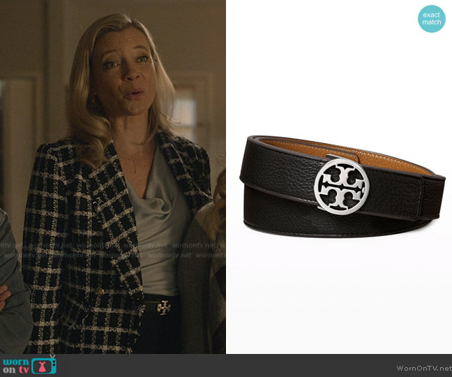Tory Burch Logo-Buckle Belt worn by Barbara Whitmore (Amy Smart) on Stargirl