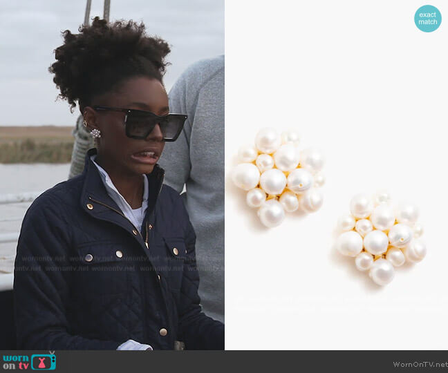 Tuckernuck Pearl Cluster Earrings worn by Venita Aspen on Southern Charm