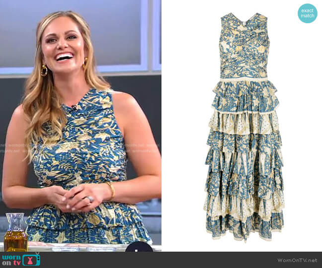 Ulla Johnson Floral-Print Ruffled Long Dress worn by Danielle Walker on Good Morning America