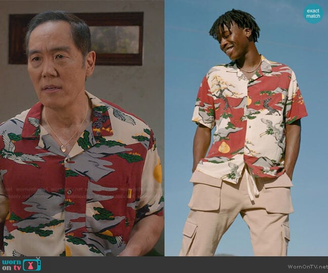 Urban Outfitters Painted Animals Camp Collar Lightweight Shirt worn by Chozen Toguchi (Yuji Don Okumoto) on Cobra Kai