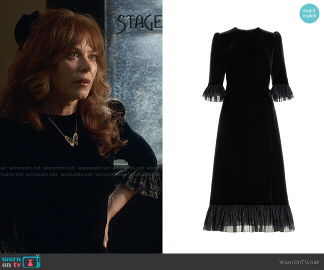 The Vampire's Wife The Falconetti Velvet Midi Dress worn by Nicolette Roman (Anna Friel) on Monarch