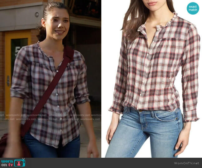 Velvet by Graham & Spencer Plaid Blouse worn by Violet Mikami (Hanako Greensmith) on Chicago Fire