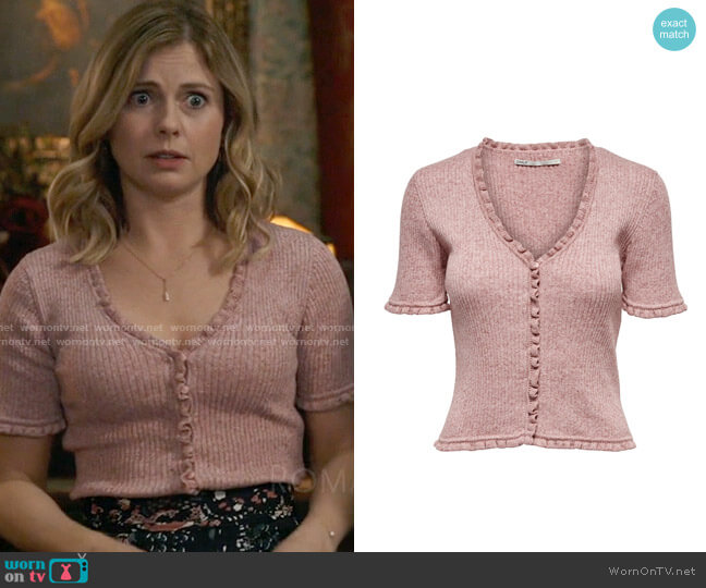 Vero Moda Lina V-neck Frill Cardigan worn by Sam (Rose McIver) on Ghosts