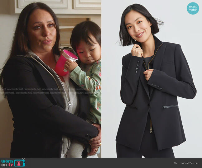 Veronica Beard Core Scuba Jacket in Black worn by Maddie Kendall (Jennifer Love Hewitt) on 9-1-1
