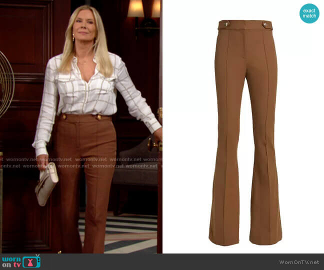 Veronica Beard Elsbury Pants in Cocoa worn by Brooke Logan (Katherine Kelly Lang) on The Bold and the Beautiful