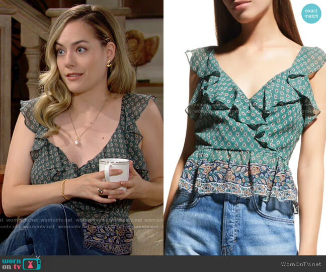Veronica Beard Randa Top worn by Hope Logan (Annika Noelle) on The Bold and the Beautiful