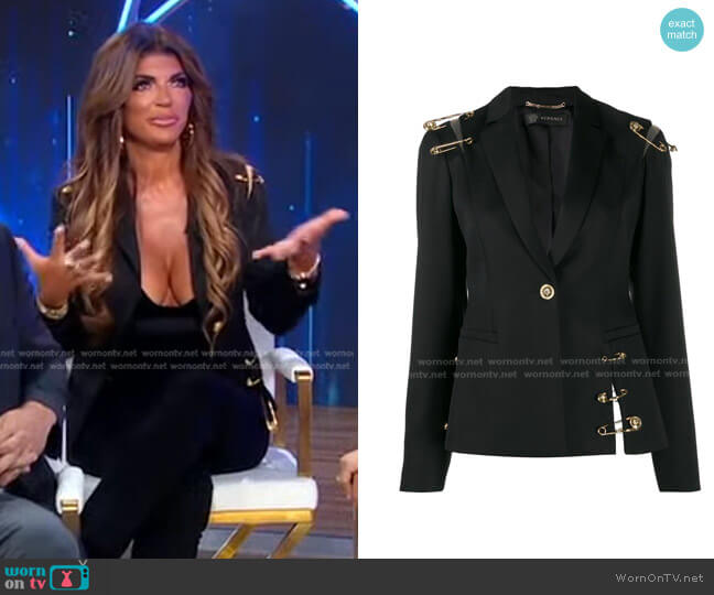 Versace Safety Pin Details Blazer worn by Teresa Giudice on Good Morning America