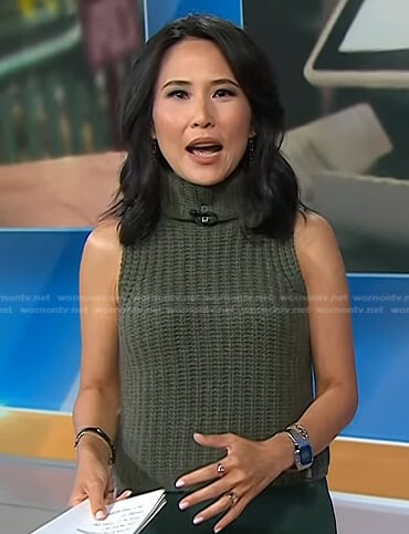 Vicky’s green turtleneck sleeveless sweater on Today