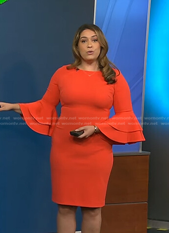 Violeta Yas’s red bell sleeve dress on NBC News Daily