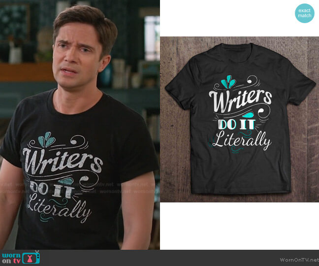 Heriva Writers Do It Literally Tee worn by (Topher Grace) on Home Economics
