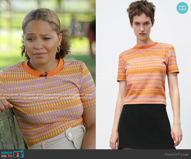 Zara Jacquard T Shirt worn by Antonia Hylton on Today