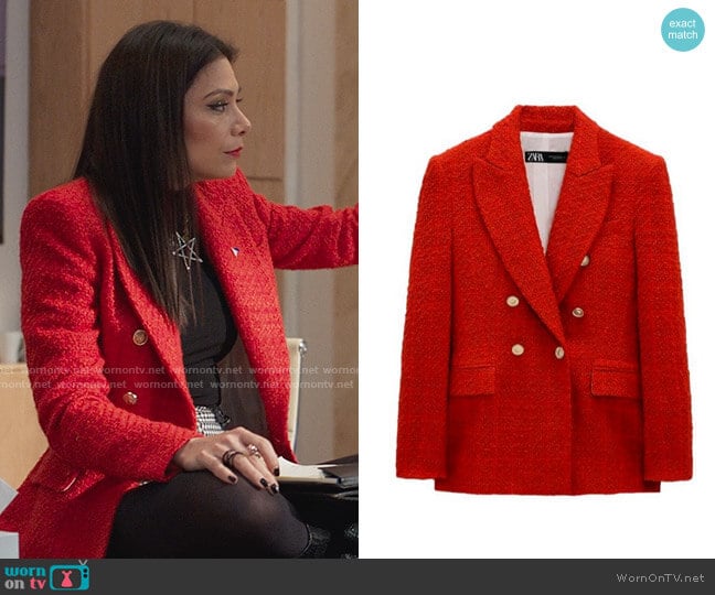 Zara Textured Double Breasted Blazer worn by Nikki Ramos (Ginger Gonzaga) on She-Hulk Attorney at Law