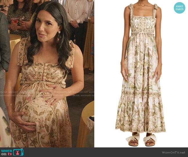 Zimmermann Tropical Print Picnic Linen Maxi Dress worn by Stacey (Samantha Massell) on Dynasty