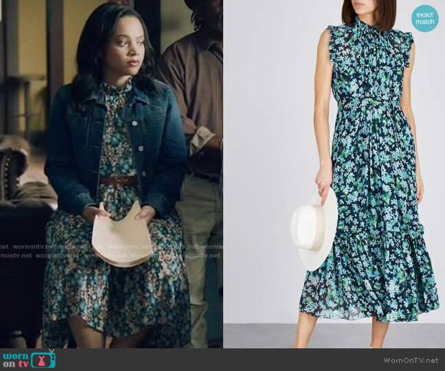 Zimmermann Moncur Floral-Print Chiffon Dress worn by Darla (Bianca Lawson) on Queen Sugar