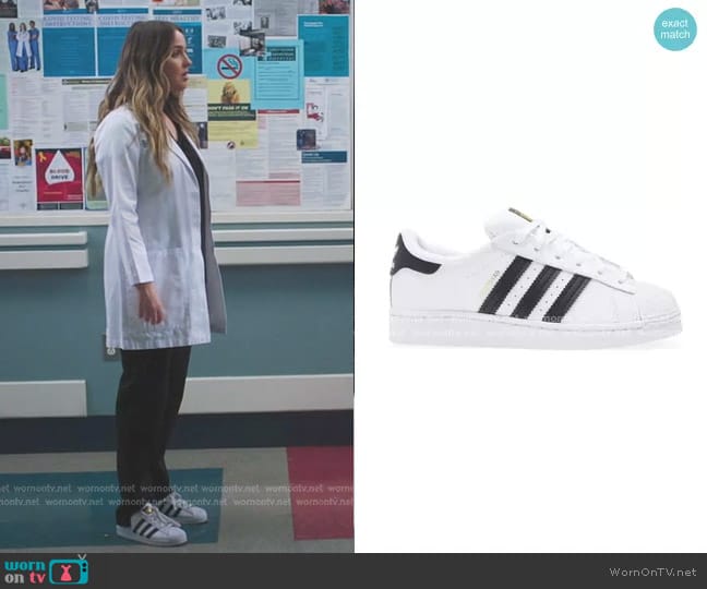 Adidas Superstar Leather Sneakers worn by Jo Wilson (Camilla Luddington) on Greys Anatomy